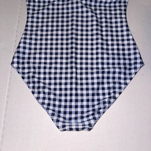 GAP Swimsuit Womens Large Blue White Check Plaid Underwired One Piece Halter NWT - Picture 10 of 12